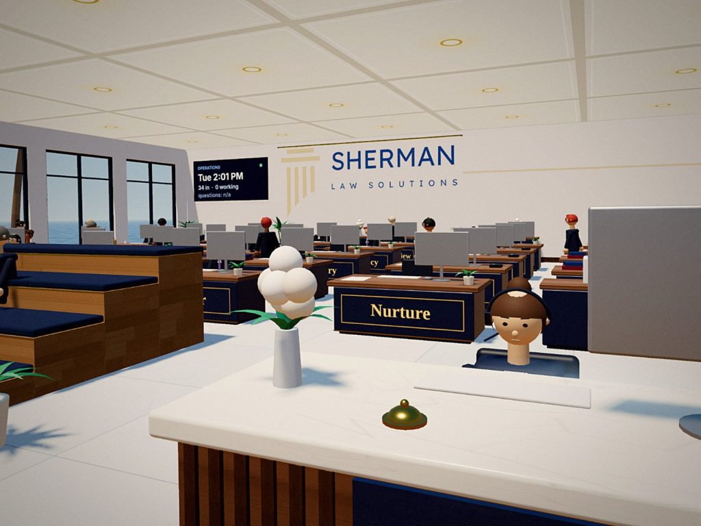 Reception desk of customer #1's AI-staffed office